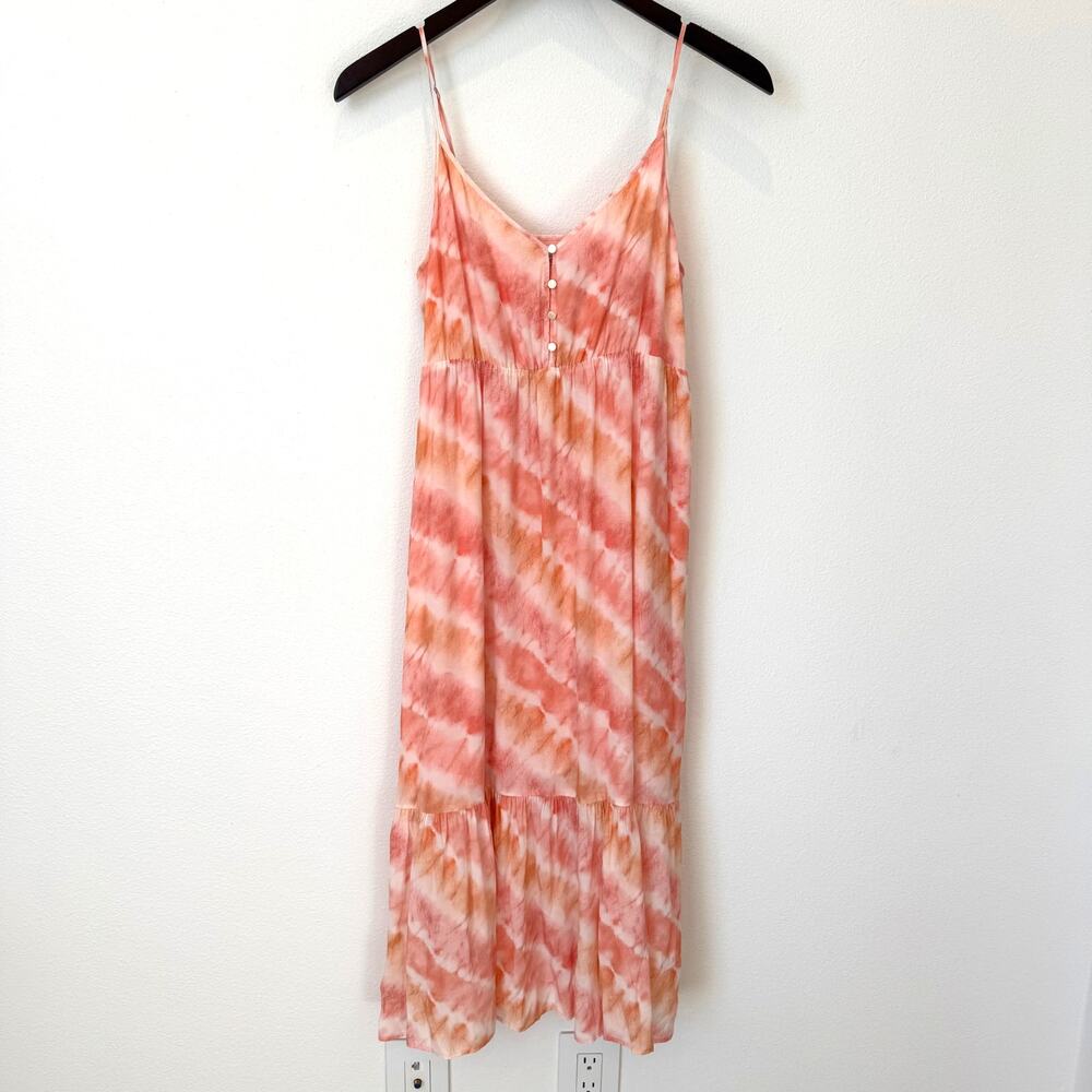 Rails Delilah Sunset Tie-Dye Peach Adjustable Strap Midi Sun Dress Small